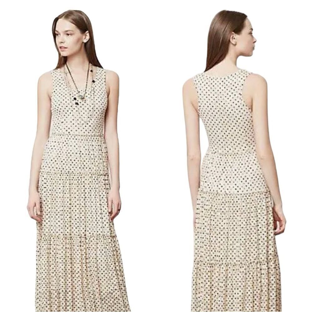 MEADOW Rue Anthropologie Marginy Dotted Lace Tiered Maxi Dress Sz S